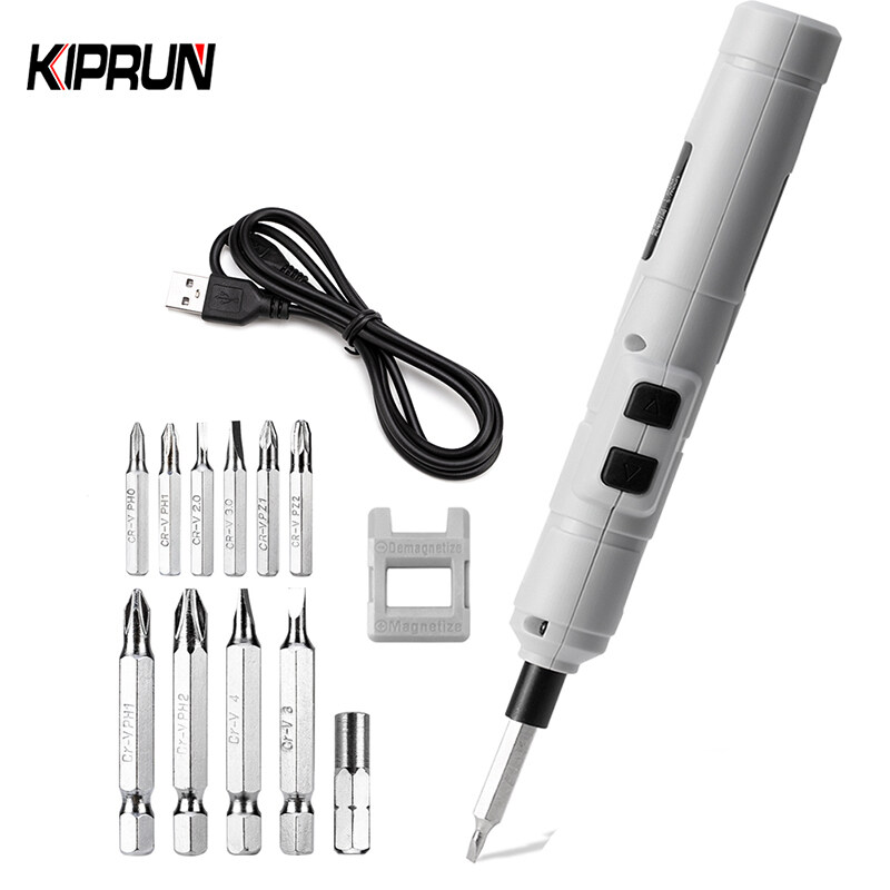 [Ready stock] KIPRUN Mini Electrical Screwdriver Power Tools 3.6V Rechargeable Multifucntion Cordless Power Drill with 11pcs bits kits set Household, USB charge