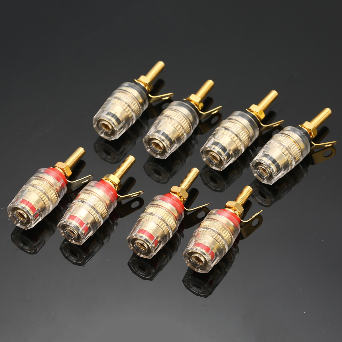 BOKALI 8pcs 42MM Gold Plated Speaker Terminal Binding Post Amplifier Connector Plug