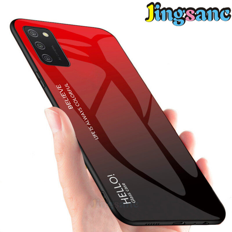 Jingsanc For Samsung Galaxy A02s/A03s Phone Case Gradient Glass Colorful Soft TPU Edge Casing Cover