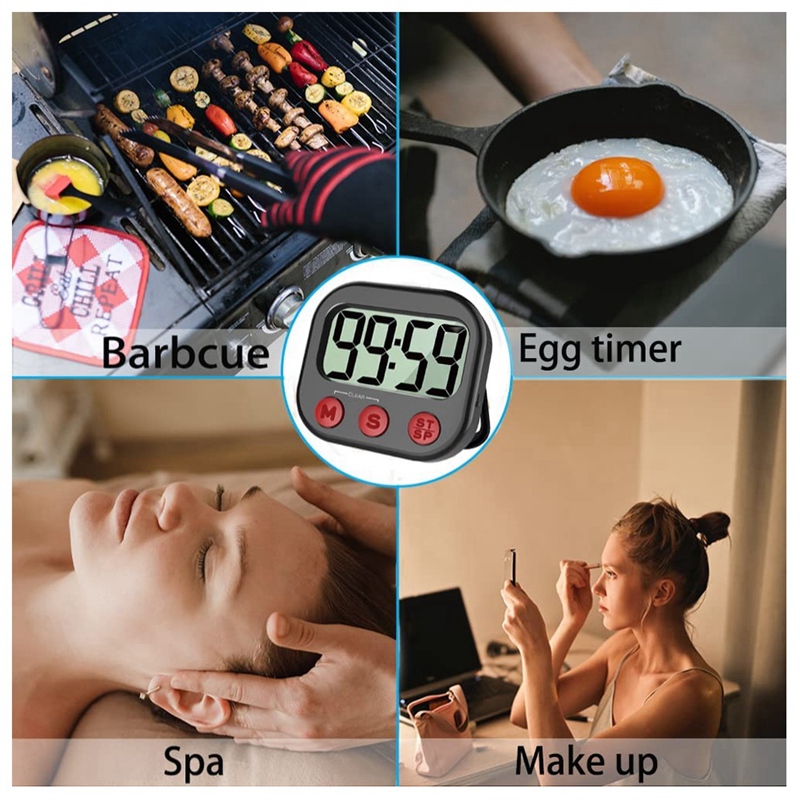Kitchen Timer, Digital Visual Timer Magnetic Clock Stopwatch Countdown ...