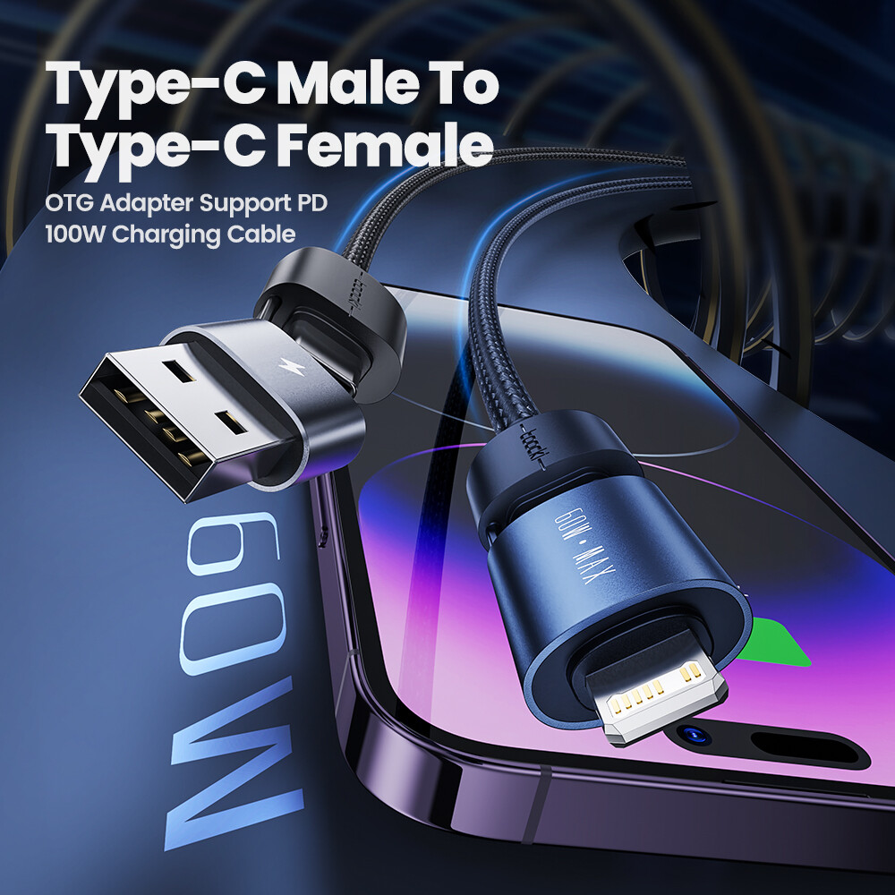 Toocki USB-A Type-C cáp sạc 4 trong 1 PD/Lightning/Type-C/Iphone cáp dữ liệu nhanh sạc điện thoại Iphone 12 Pro Max iPhone 11 Pro Huawei Samsung Xiaomi