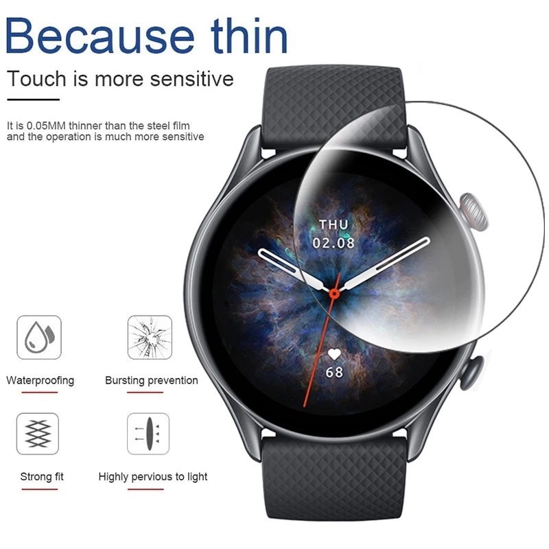 6x full screen protector for amazfit gtr 4 3 pro 2 2e protective film 47mm 42mm foil