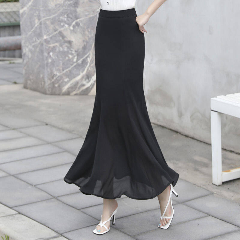 COD Thin Half Skirt Women Summer High Waist Long Half Skirt Drop Feeling One-step Skirt Skirt Skirt