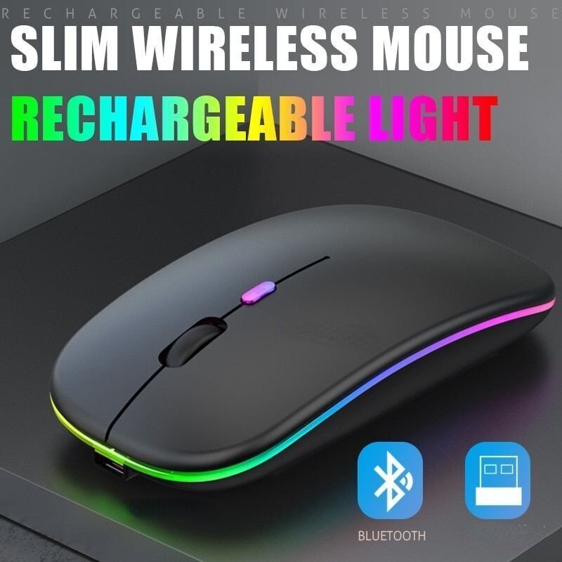 Tablet Phone Computer Bluetooth Wireless Mouse Charging Luminous 2.4G USB Wireless