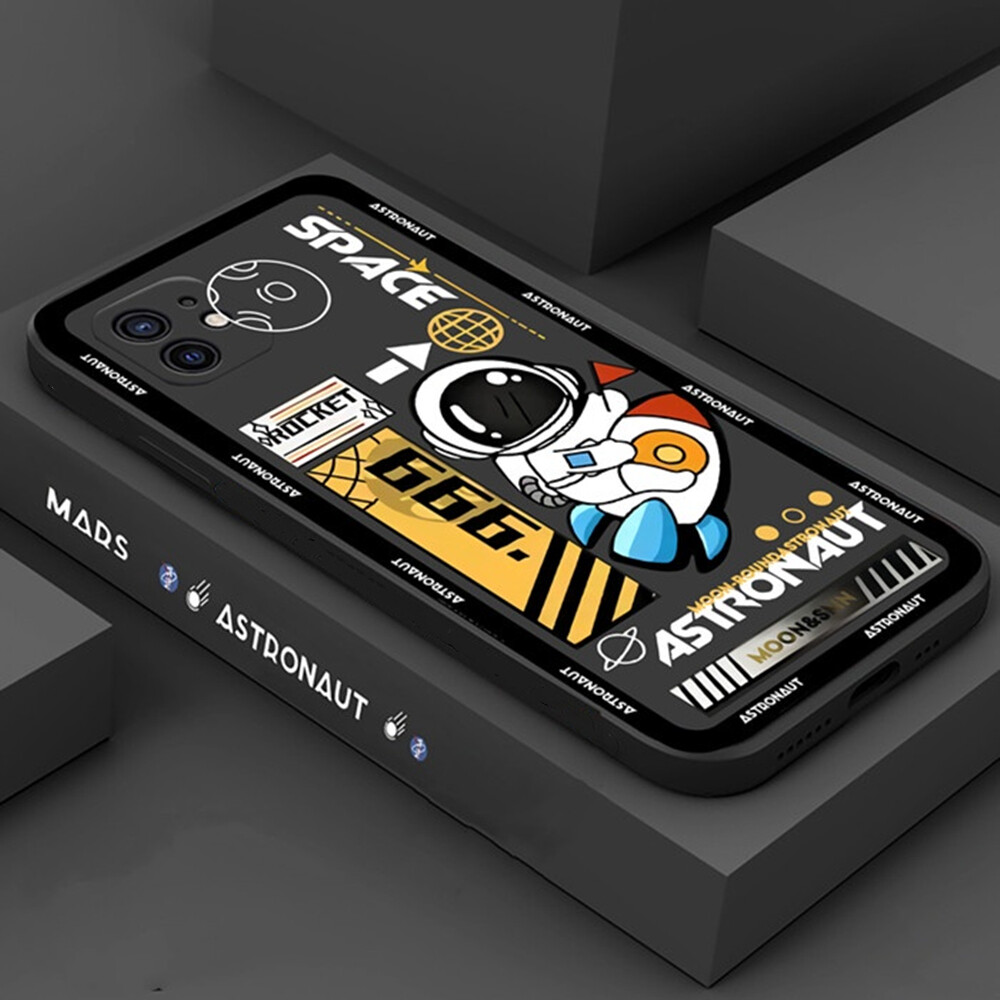 Case Compatible for iPhone 15 Pro Max 15 Plus 14 Pro Max 14 Plus 13 Pro Max iPhone 11 Pro Max 12 Pro Max iPhone XR XS Max iPhone 6 6S 7 8 Plus SE 2020 Fashion Rocket Space Astronaut Soft Square TPU Matte Cover