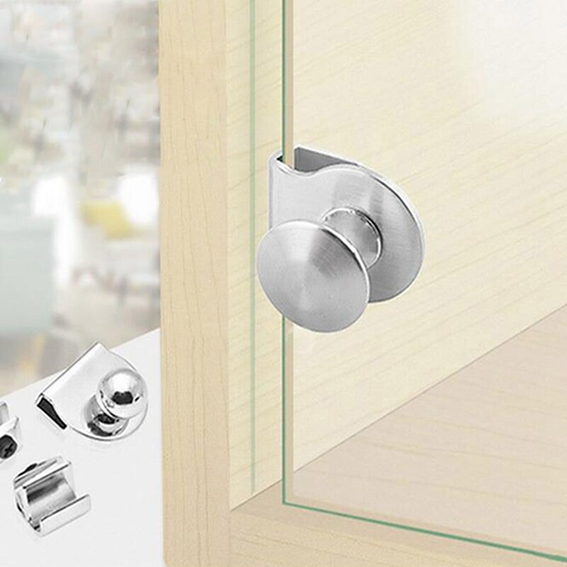 No Drilling Steel Glass Door Handle Clips for Office Glass Door Showcase Cabinet Drawer Pull Knob Furniture Hardware