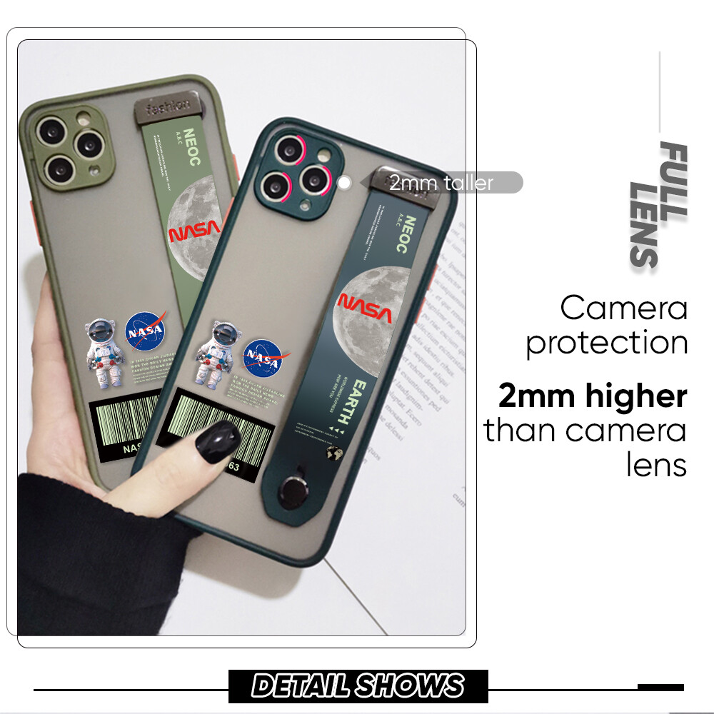 (With Wristband)Hontinga Casing Case For Samsung Galaxy Note10 Note 10 Plus Case Shockproof NASA Moon transparent Phone Case Soft Edge Lens Camera Protector Back Cover Casing Thin Hard Case For Boys For Girls