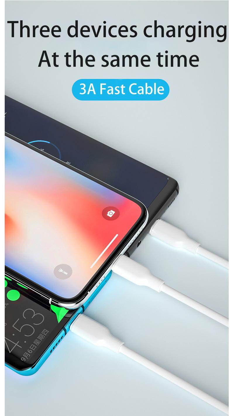 Trắng cáp PVC 3 trong 1 cáp sạc USB phổ đa chức năng 3 trong 1 cáp USB sạc nhanh