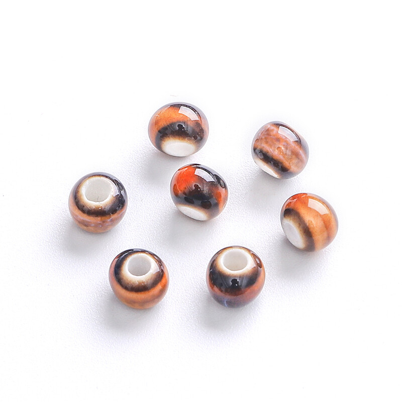 20pcs/Lot 6mm High Quality Unique Delicate Handmade Flower Glazed Ceramic Porcelain Round Loose Beads for DIY Jewelry Earring Necklace Bracelet Craft Making