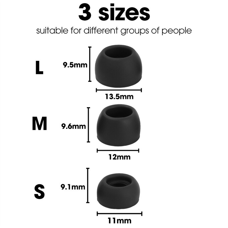 1/2/3 cặp Nút tai nghe thay thế Silicone mũ trùm tai tai nghe gắn tai không dây Earplug tái sử dụng eartips S M L cho Samsung Galaxy Chồi Pro