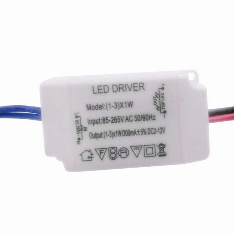 New arrival simple ac 85v-265v to dc 12v led electronic transformer power supply driver 3x1w