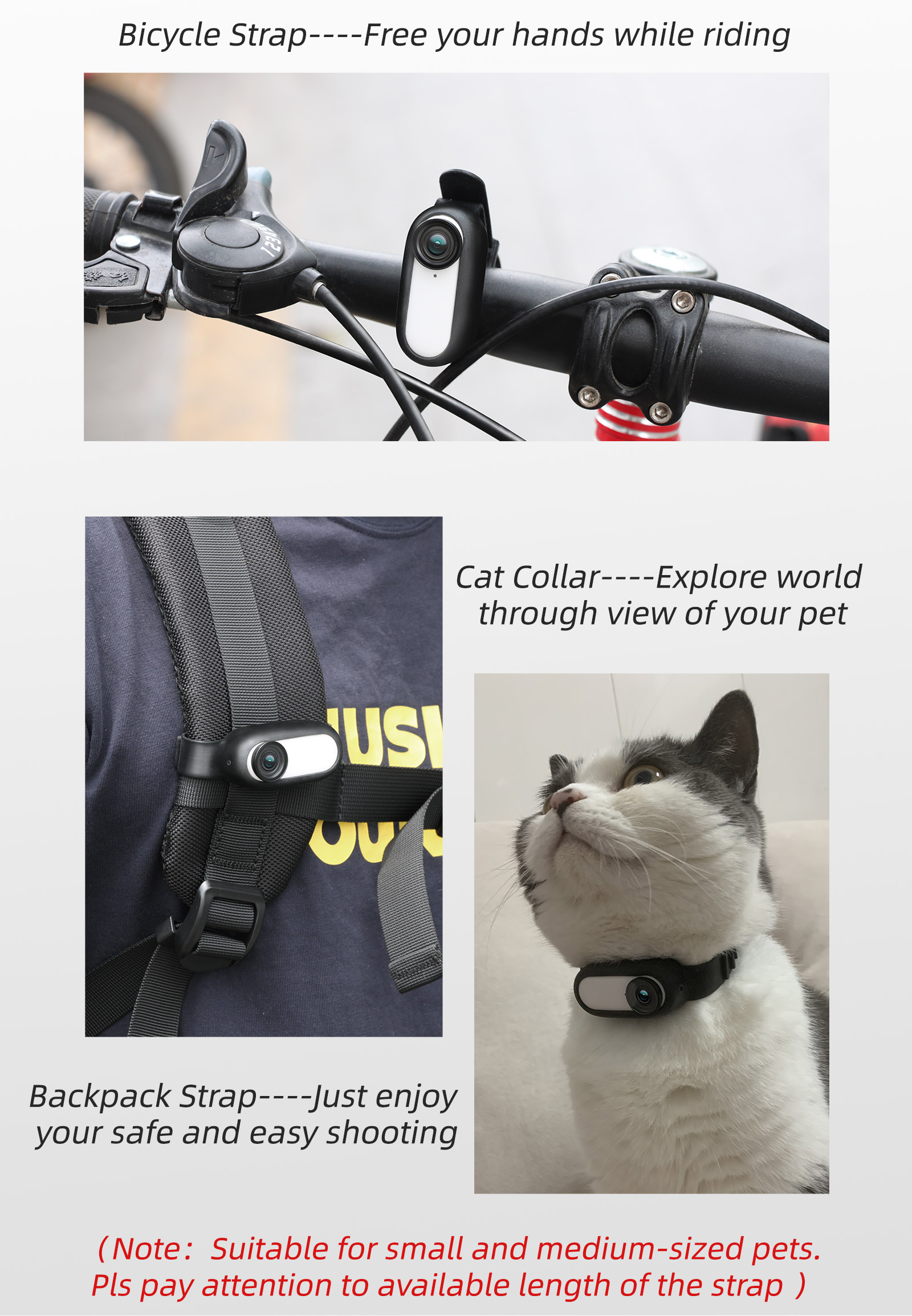 Camera Strap Silicone Protective Cover For Insta360 GO 2 Wristband Palm Backpack Stripe Bicycle Strap Cat Collar Accessories
