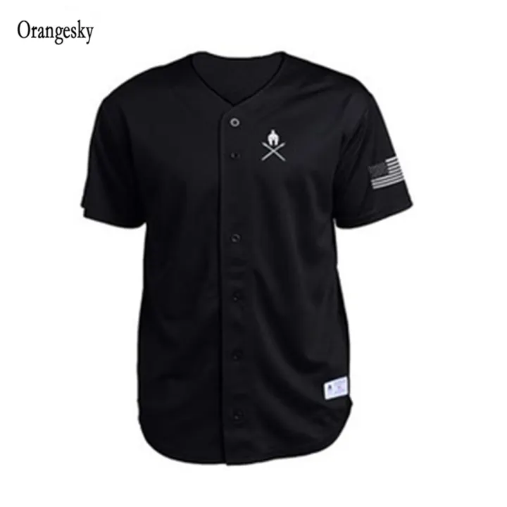 short sleeve baseball tee with buttons