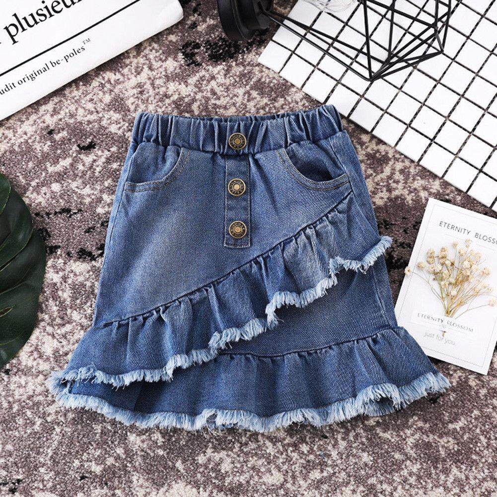 Long blue jean skirts youth best sale