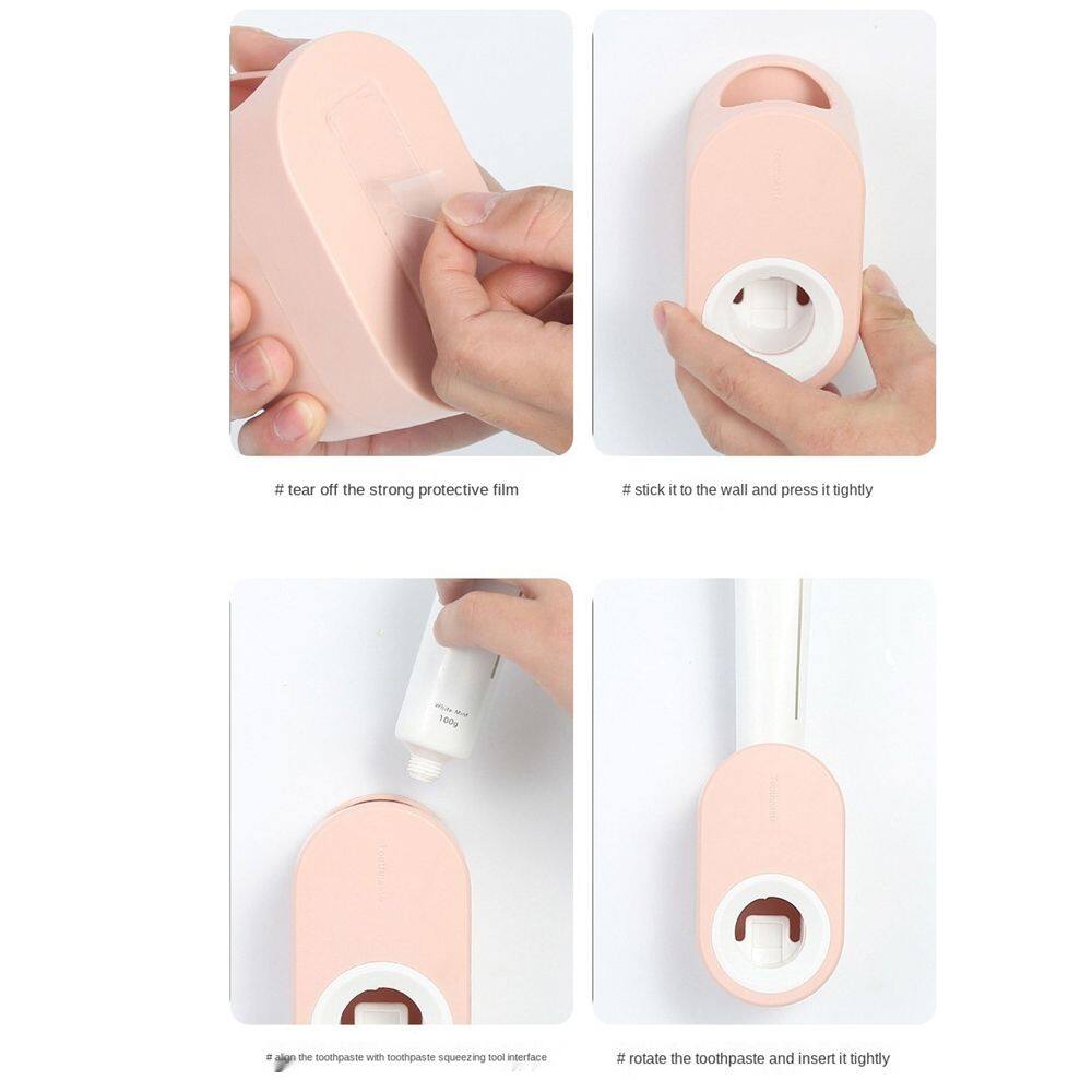 EO4MD Automatic Storage Organization Adhesive Bathroom Tools Bathroom Accessories Set Toothpaste Squeezer Toothbrush Holder Toothbrush Rack