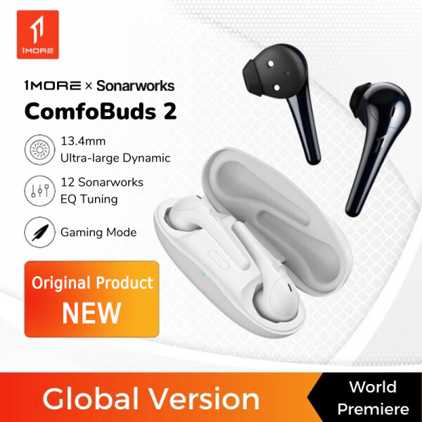 【Ready Stocks】World Premiere 1MORE ComfoBuds 2 Bluetooth 5.2 Wireless Earphones Tws 12 Sonarworks EQ 13.4mm Dyanmic 24H Playtime Headphones Singapore