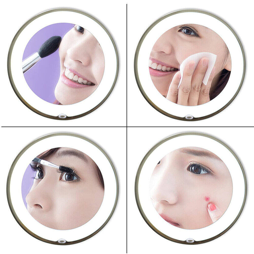 10x Magnification Mirror Magnifying Makeup Mirror LED Lighted Makeup Mirror Gooseneck Mirror Bathroom Magnifying Mirror Vanity Mirror With Lights Adjustable Makeup Mirror Portable Magnifying Mirror Wall-mounted Makeup Mirror 10x Magnification