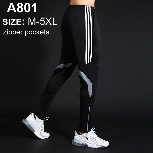 2023Men Sports Running Pants Zipper Athletic Football Soccer Pant Training Sport Pants Elasticity Legging Jogging Gym Trousers