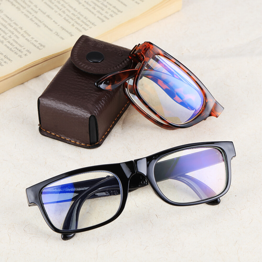 1*Folding Reading Glasses with Glasses Case Portable Folding Reading Glasses with Case, Anti Blue Light Presbyopic Glasses