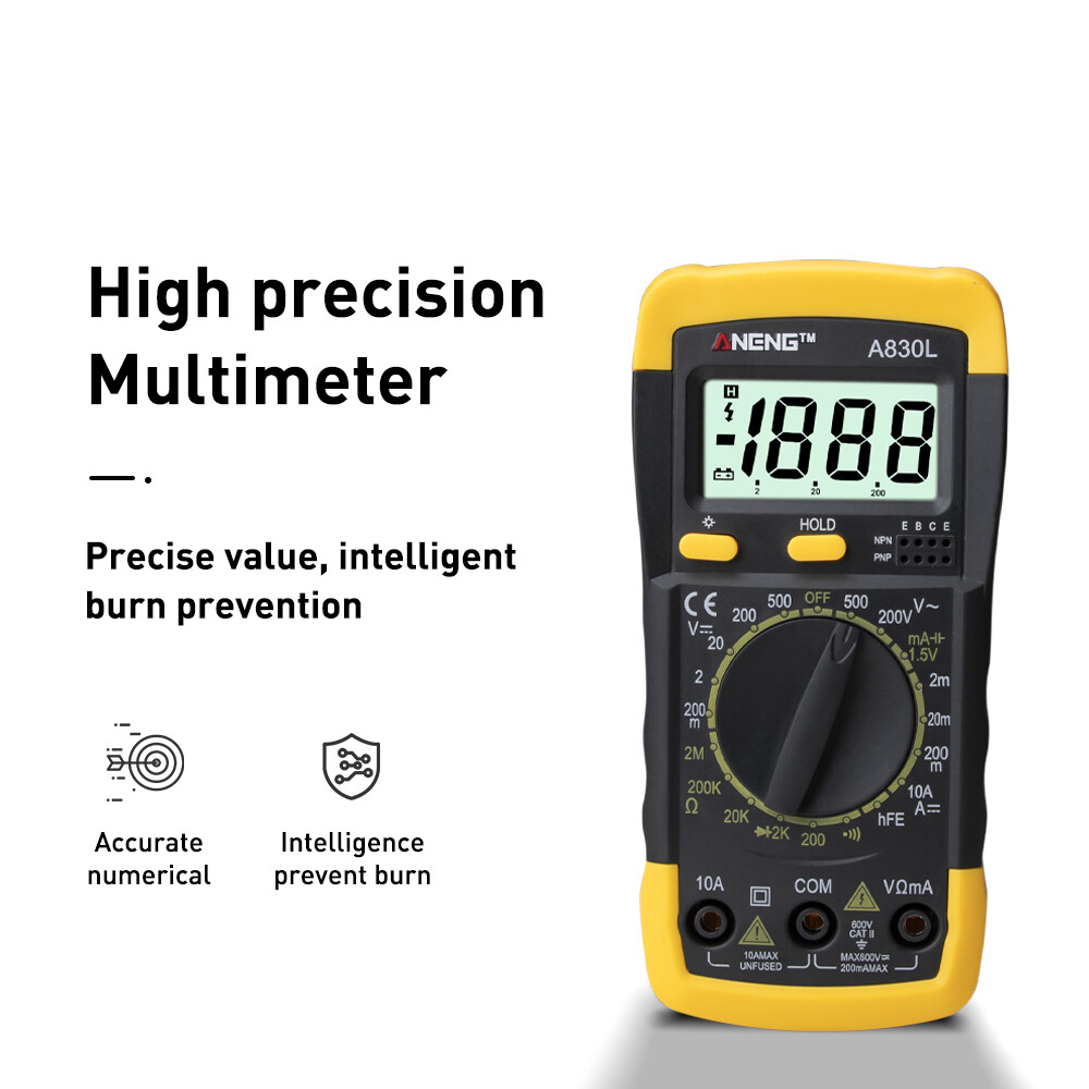 1Pcs A830L LCD Digital Multimeter AC DC Voltage Diode Freguency Multitester Current Tester Luminous Display with Buzzer Function