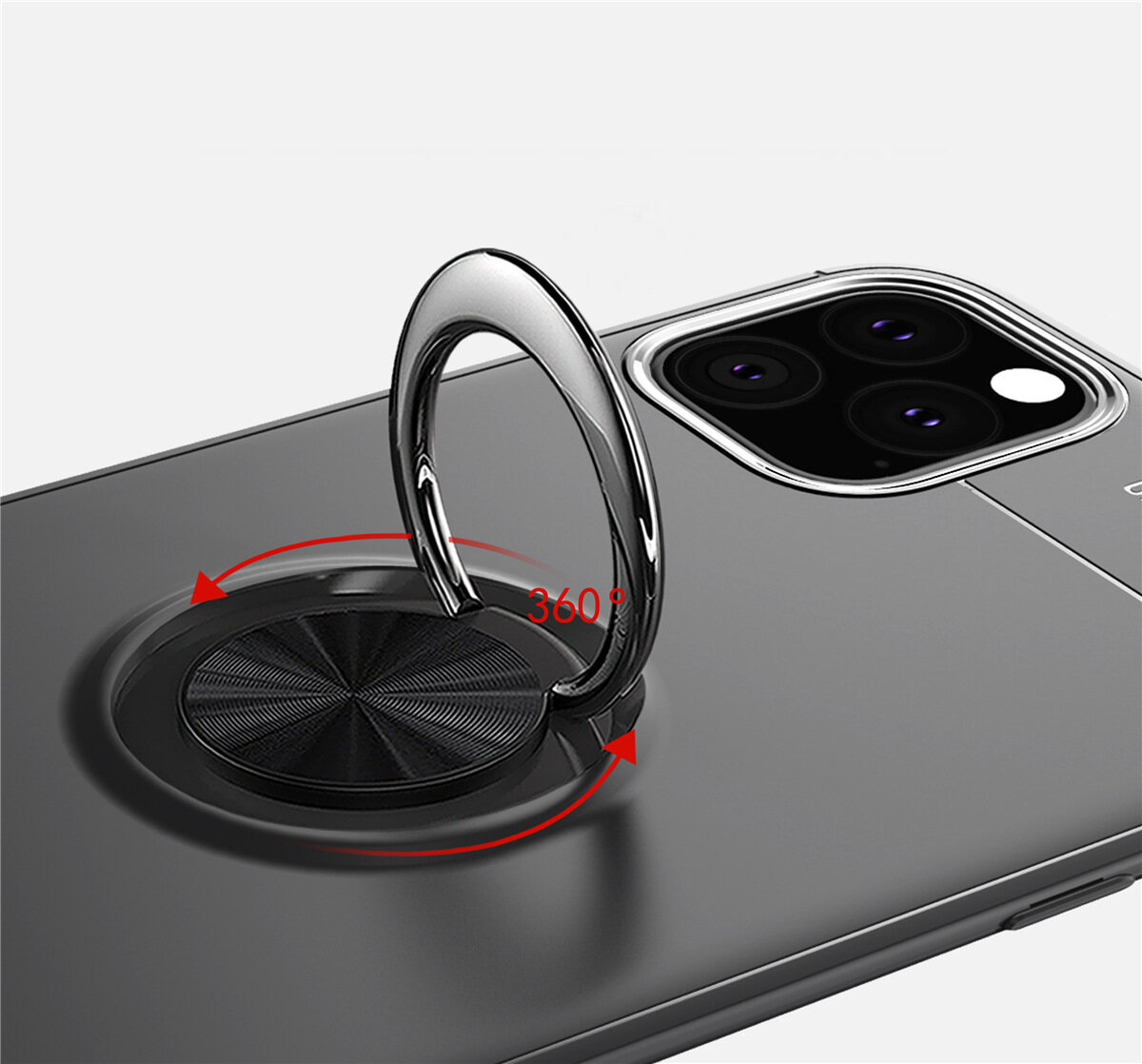 for iPhone 11 Pro Max Case [Metal Ring Buckle] Soft TPU Case Back Cover Shell, with 360° Rotating Ring Holder Kickstand, Can work with Car Mount, Impact Resistant