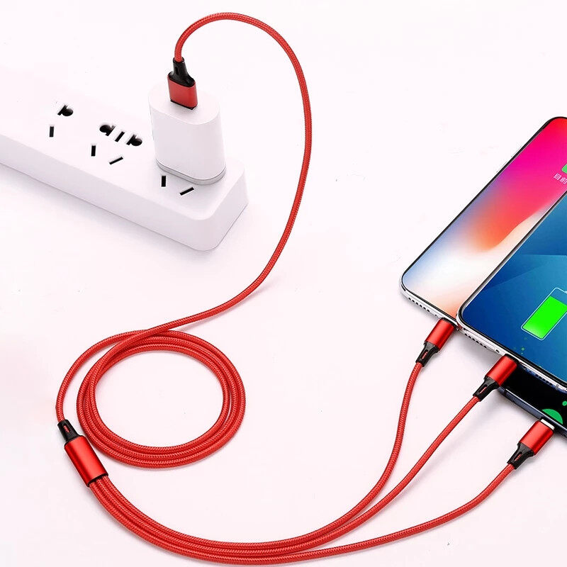 3 in 1 USB Cable Fast Charging USB Type-C Cable for iPhone 14 13 Pro Samsung Xiaomi Micro Lightning Data Cord