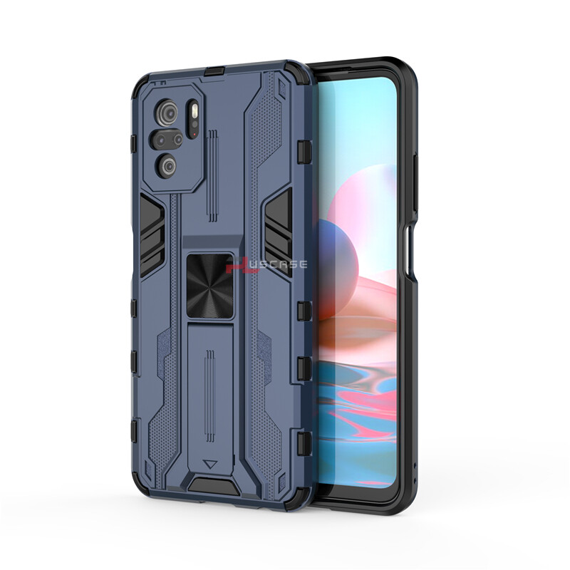 PlusCase for Xiaomi Redmi Note 10 10S Case Shockproof Kickstand Armor Camera Lens Protector Hard Back Cover