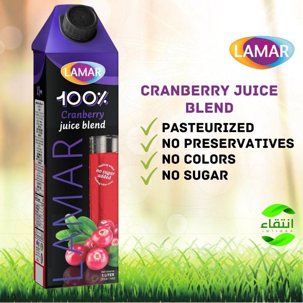LAMAR 100 Cranberry Juice Blend 1L No Sugar Fruit Juice Imported From