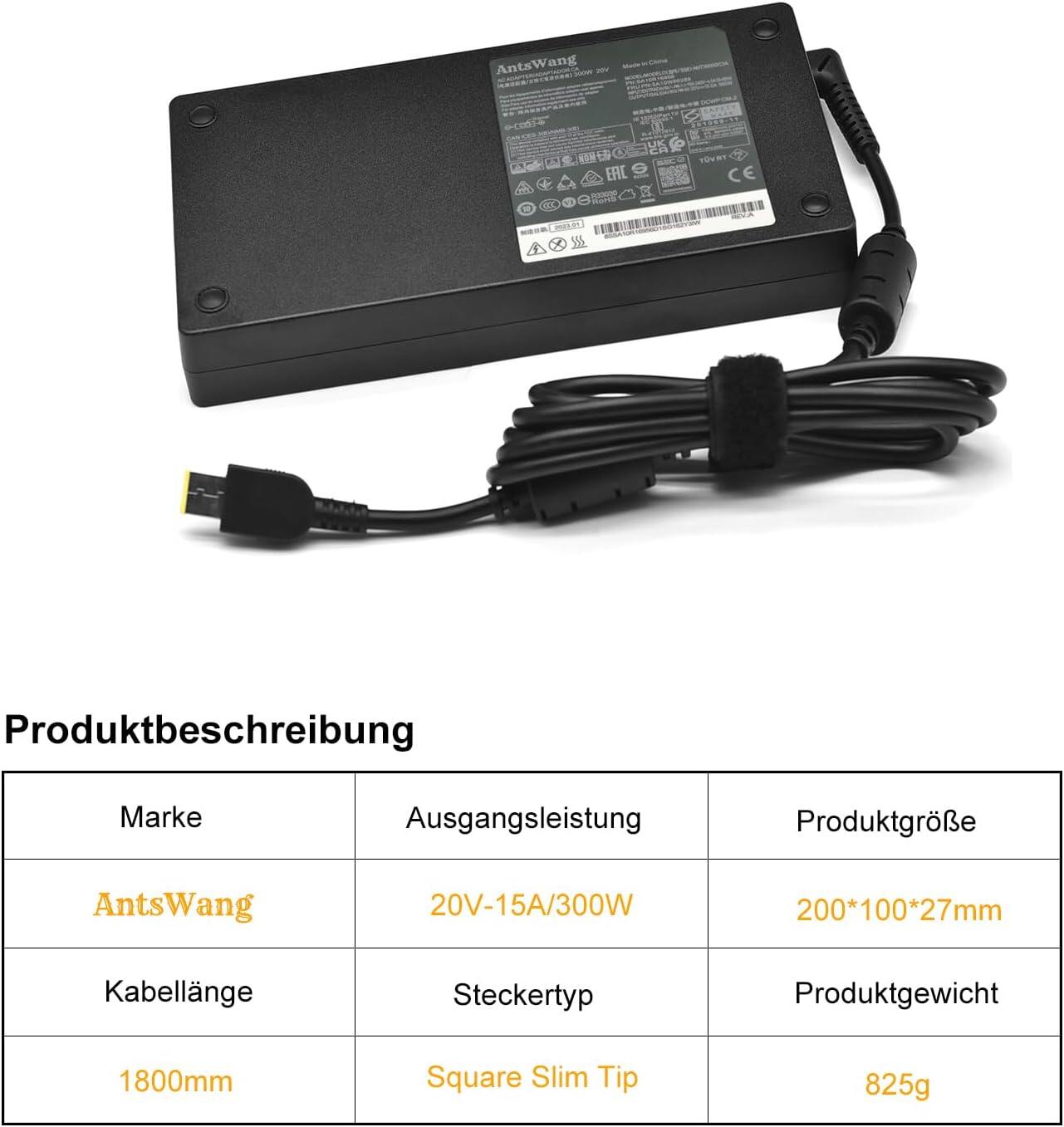 300W 20V 15A Laptop-Ladegerät für Lenovo Legion 5 5i 5P 7 Pro 15 16 17