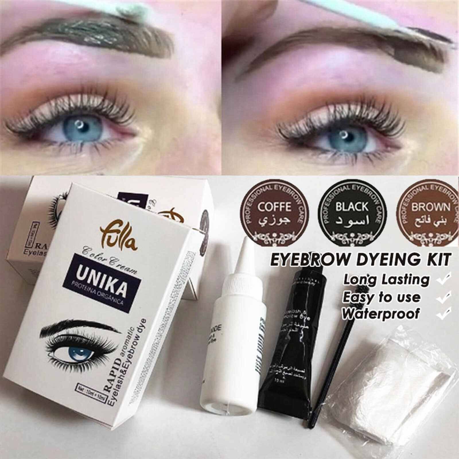 【COD】Hot Sale Eyebrow Dye Super Durable Longlasting Eyelash Mascara Enhancer Cosmetic Set Eyebrow Tint Cream Eye Makeup