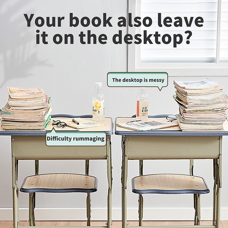 5 Layers Desk Side Bookshelf Classroom Desk Book Storage Rack Shelf