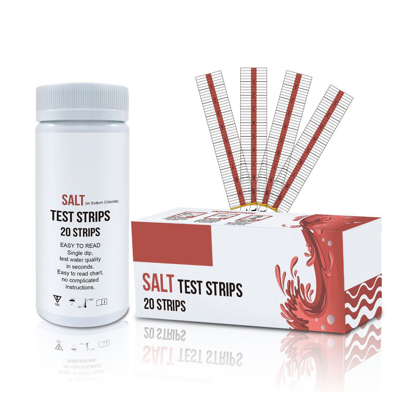Swimming Pool Salt Test Strip,Test The Sodium Chloride Content in Water,Salt Water Test Strips
