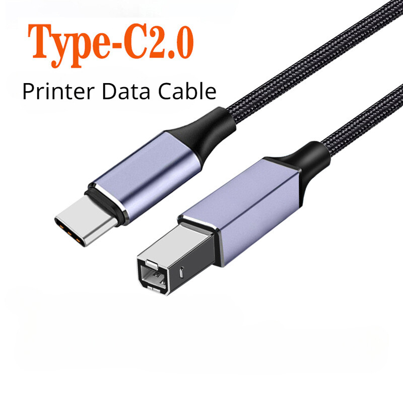 Loại-C để USB 2.0 B cổng vuông máy in cáp bện cho máy tính Notebook Máy in Cáp dữ liệu