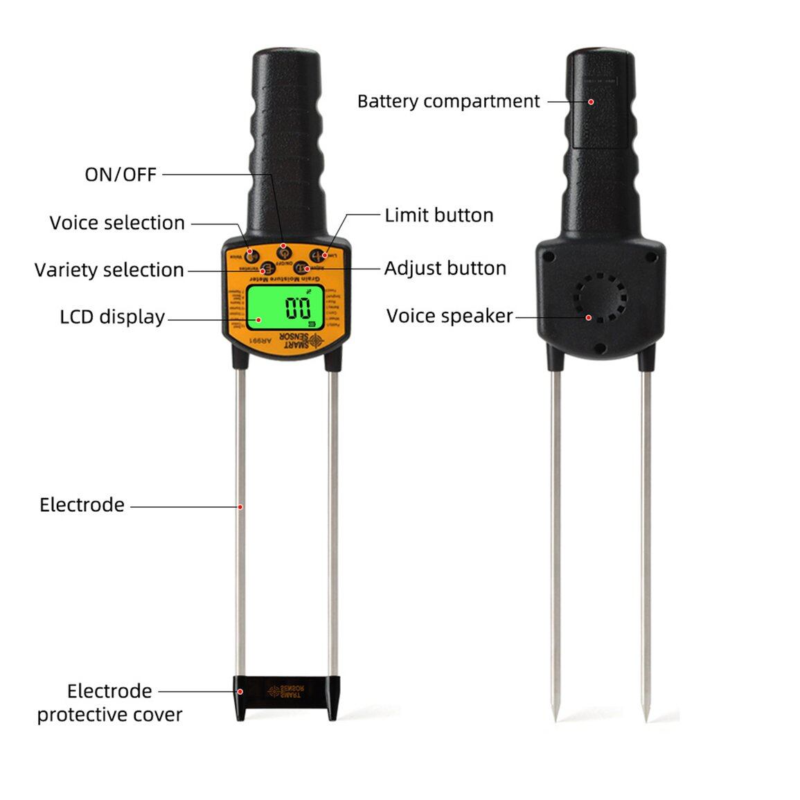 OH Digital Moisture Meter Cereal Moisture Meter AR991 Smart Sensor For Use In Corn Wheat Rice Grains Wheat Flour Monkfish Seed