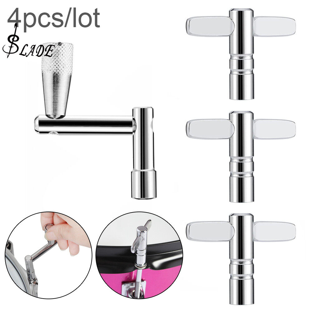 SLADE 4pcs/lot Instrument Drum Head Tuning Wrench with 3pcs T Shaped 5.5mm Square Mouth Universal Drum Key + 1pc Z Shaped Quickly Disassemble Drum Key Instruments Accessories