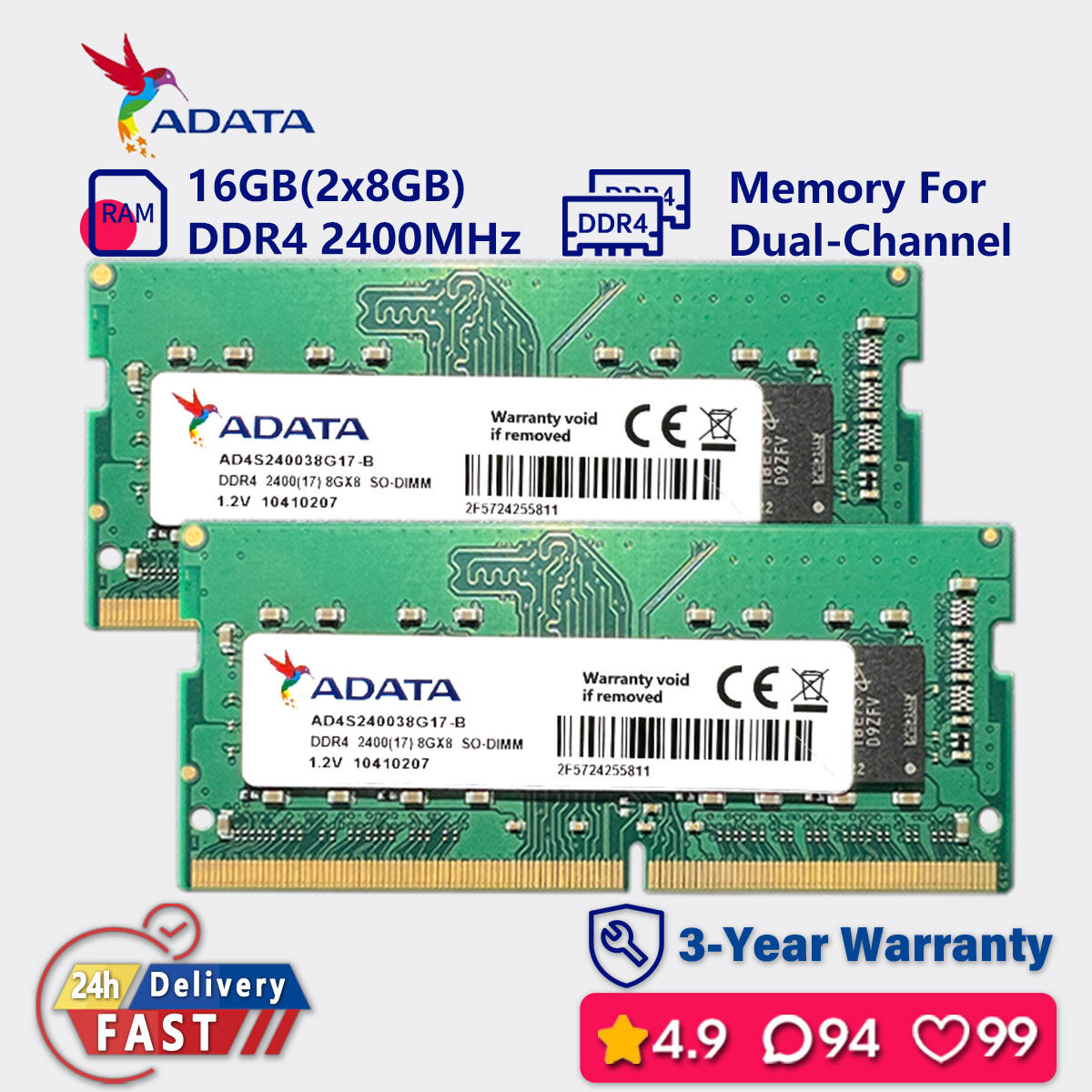 Adata Ram 16 Gb 2400 Mhz Memória Ram Ax4u2400316g16 ADATA XPG