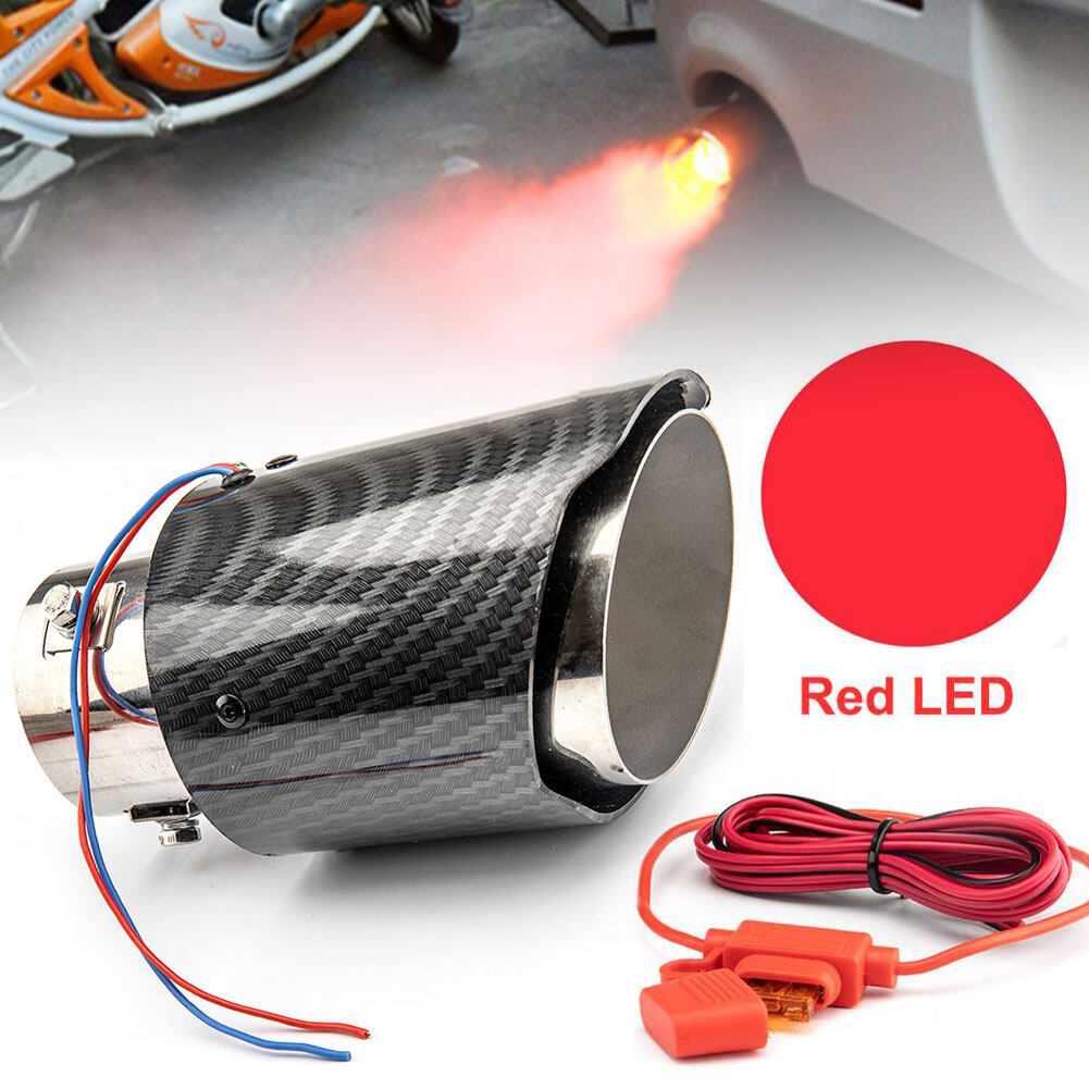 Red Light Universal Car LED Exhaust Muffler Tip Pipe Flaming Straight