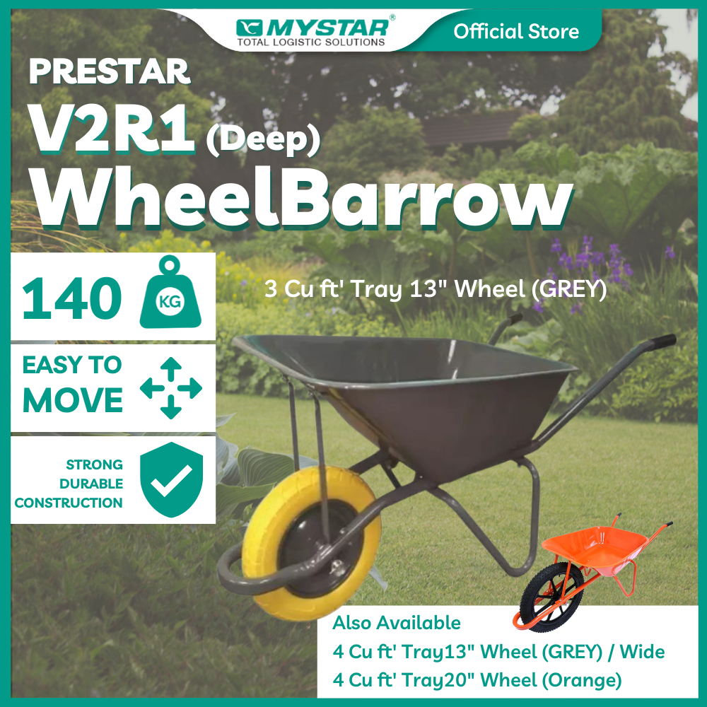 PRESTAR WheelBarrow Industrial Garden Heavy Duty Metal Wheel Barrow