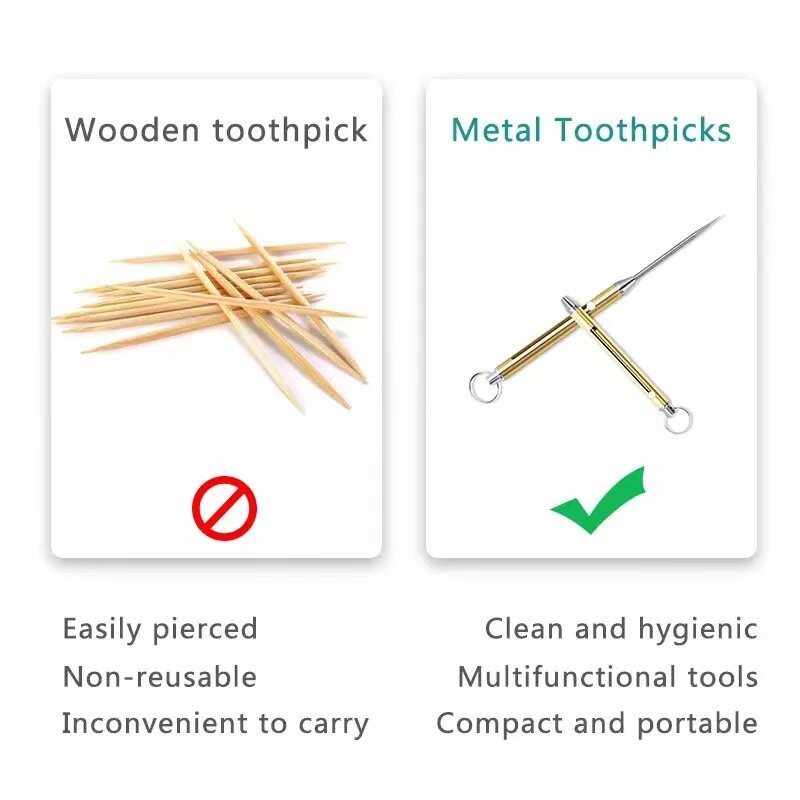 Titanium Alloy Fruit Pick Tooth Pick Gift Retractable Toothpick Portable High Strength