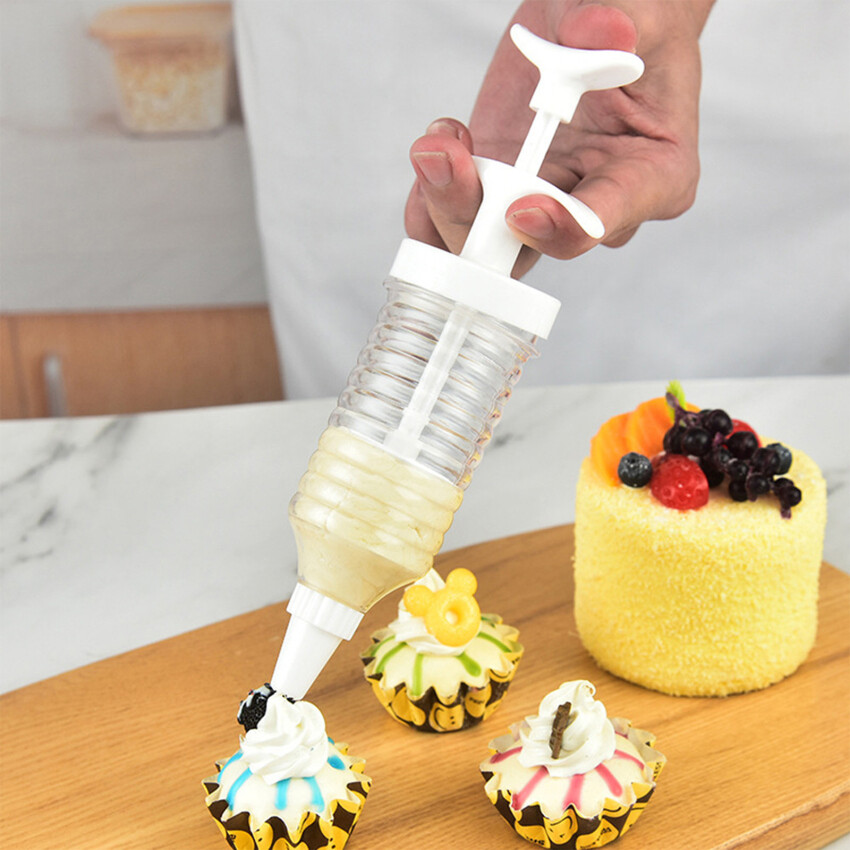 Plastic Baking Nozzle Set, Cookie Cream Piping Syringe Kit Cream Flower Mouth Squirt For Baking Cake Decorating Tool