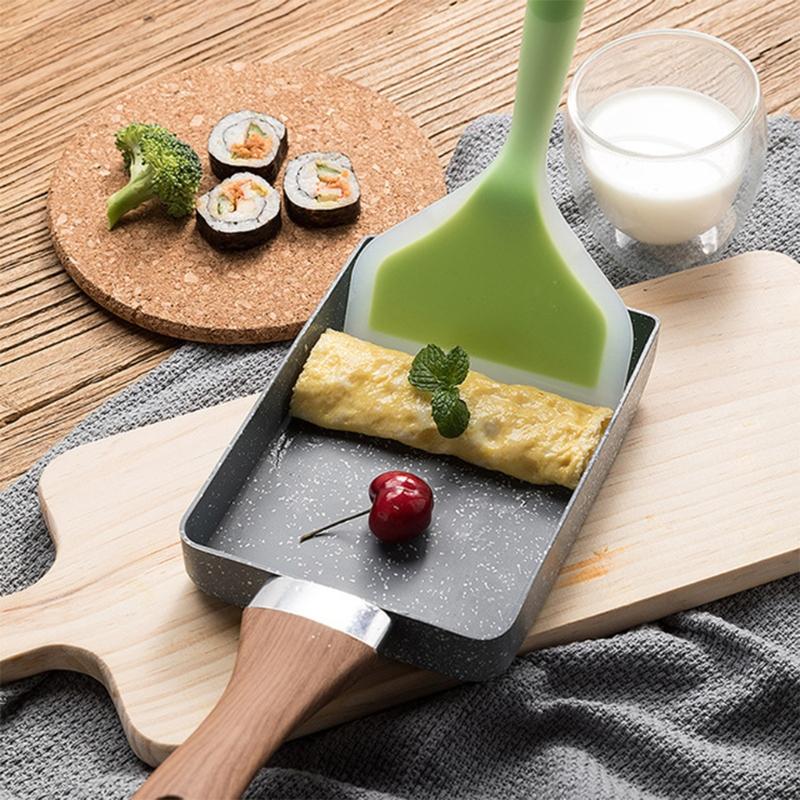 Chảo tráng trứng Tamagoyaki không dính hình chữ nhật có chất liệu đá Maifan, tích hợp tay cầm chống bỏng, dùng được với bếp gas và bếp điện - INTL