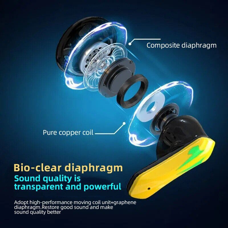 Bluetooth Earphone Wireless Headphones Gaming Headset With Flashlight Touch Control Earbuds Outdoor Low Delay For Game