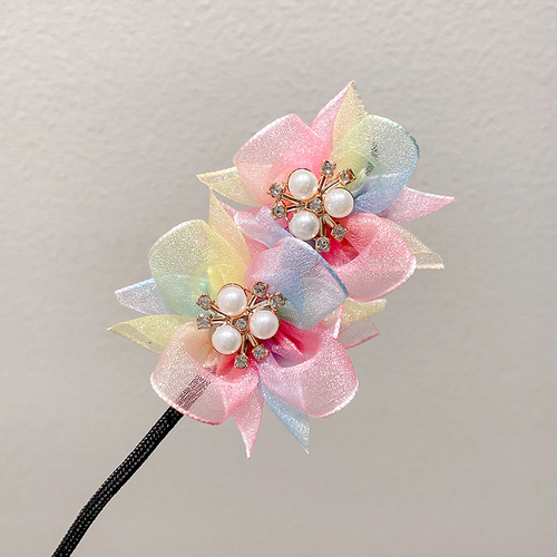 Flower Pearl Twist Hair Device Children's Ball Head Artifact Cute Bow
