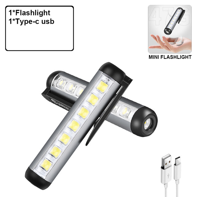 YESPERY Ultra Bright Mini LED Flashlight Waterproof Work Light USB Rechargeable Torch Lamp Lantern Portable Outdoor Camping Light