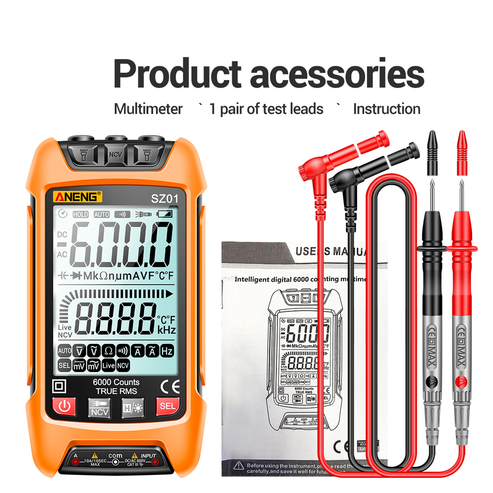 Digital Multimeter Multi- Tester Voltmeter Ammeter AC/for DC Voltage Current Resistance Frequency Electrical Test Meter