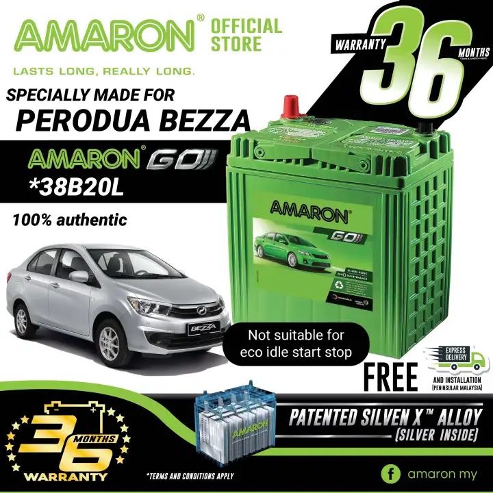 Amaron Go Series 38bl Car Battery Premium Lasting For Perodua Bezza 36 Month Warranty Malaysia Lazada