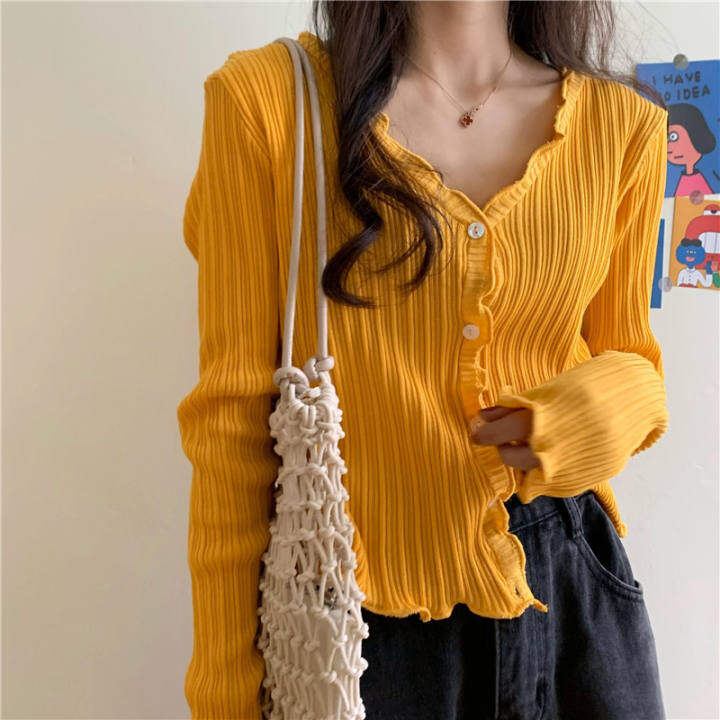 ruffle cropped cardigan