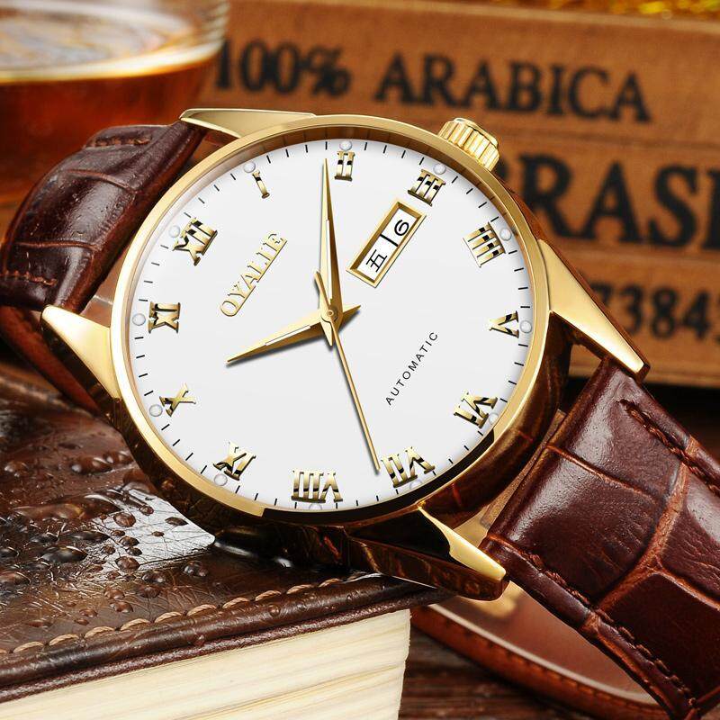 OYALIE Genuine Product Hollow out Analog Watch Fully Automatic Watch Leather Belt Couple Watch a Men And Women Business Waterproof Malaysia
