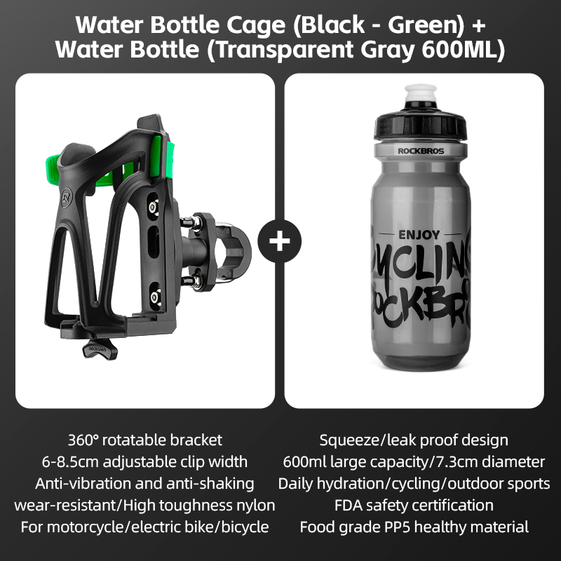ROCKBROS Motorcycle Water Bottle Cage 360° Rotation Shockproof Water Bottle Holder Stable Adjustable Universal Water Tumbler Holder