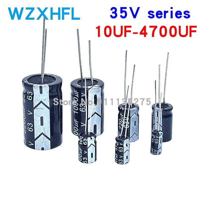 20pcs aluminum electrolytic capacitor 35v 10uf 22uf 47uf 100uf 220uf 330uf 470uf 680uf 1000uf 2200uf 3300uf 4700uf